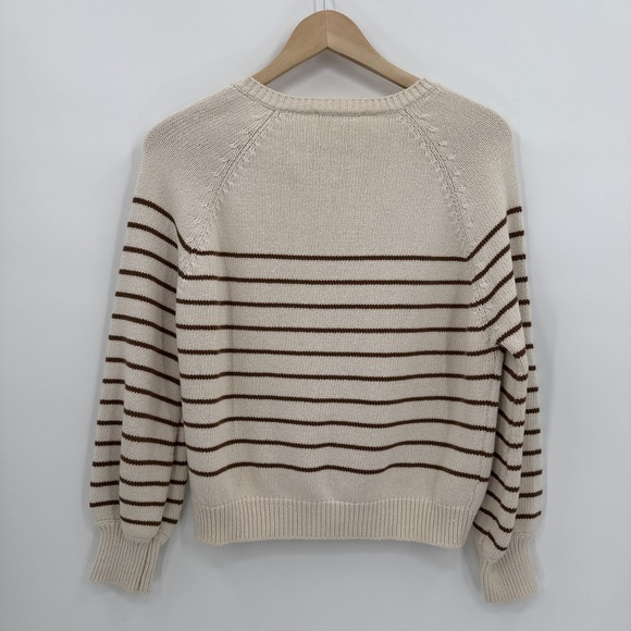 Sezane Womens Brown Ecru Leontine Knit Sweater Size XS 100% Cotton French Style - Picture 5 of 10
